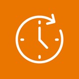White clock face against an orange background