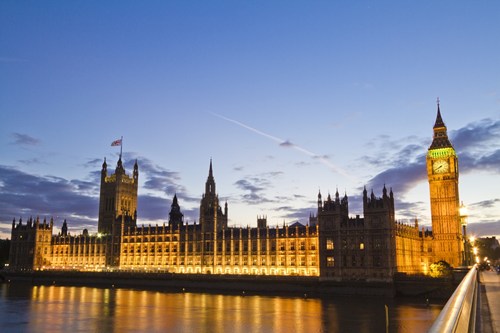 Houses of Parliament at night.