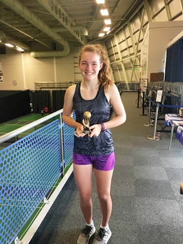 Deaf girl with trophy