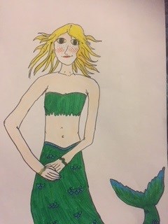 Child's drawing of a mermaid