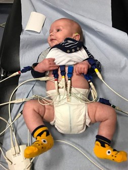 Boy in hospital with wires