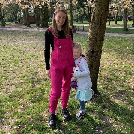 Mum and daughter outside