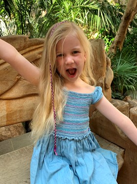 Girl in blue dress