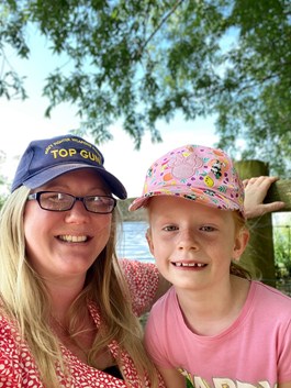 Mother and daughter in sunshine