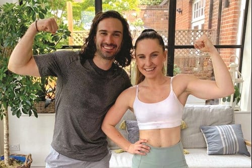 India Morse and Joe Wicks filming accessible exercise videos