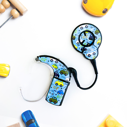 Cochlear implants with car stickers