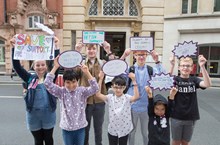 Deaf children and young people demonstrating