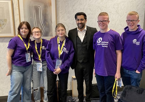 5 Changemakers next to Humza Yousaf (at time of photo Education minister for Scotland)
