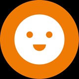 White face smile emoji on an orange background