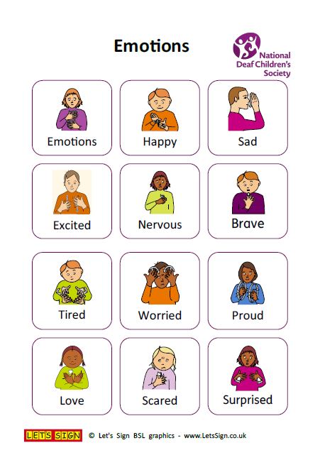 Let's Sign flashcards for emotions, routines and senses