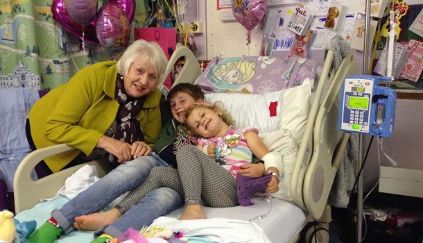 Grandmother visiting her granddaughter, Ffion-Haf, in hospital