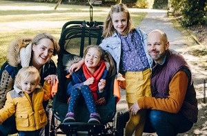 Olive (6) outside with her whole family