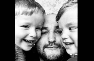 Dad Tom with his sons William (6) and Joseph (3)