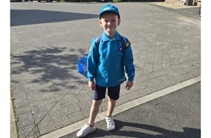 Kenzie (5) standing proudly in his Beavers Scout uniform