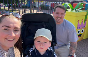 Mum, dad and young son at CBeebies Land